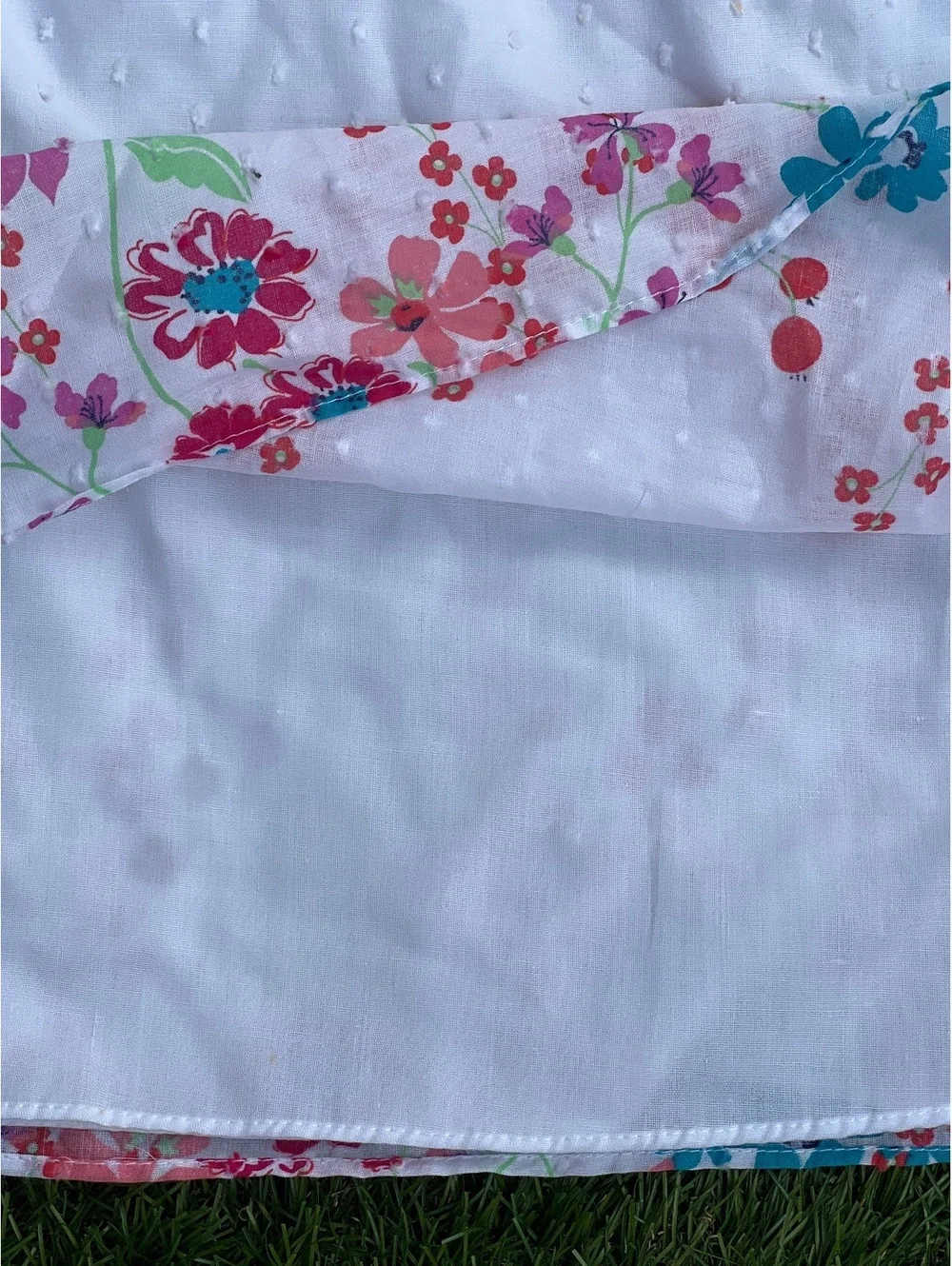 Penelope Mack Girls White Floral Dress with Pink Straps Size 6